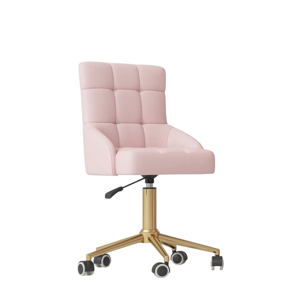 Pink beauty chair with gold base on a white background
