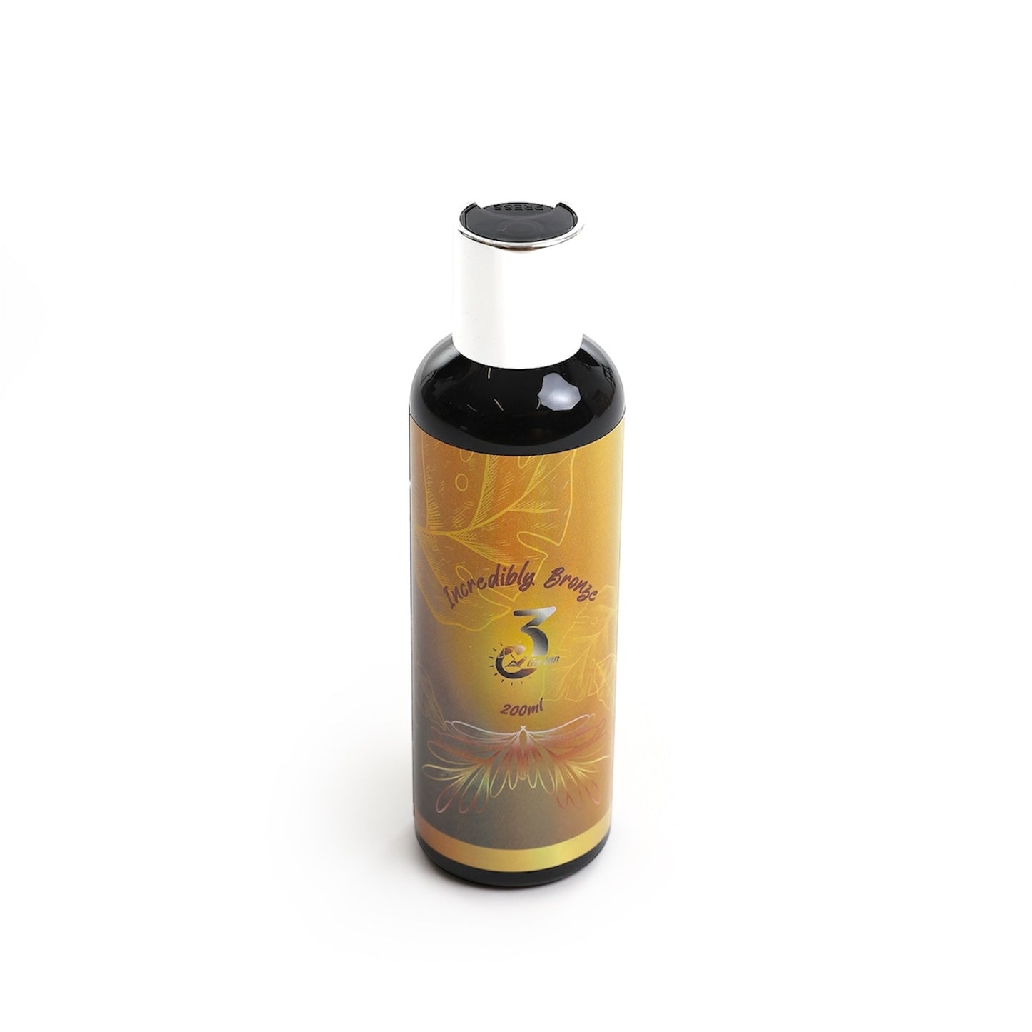 Incredibly Bronze tanning lotion bottle with golden label, 200ml size