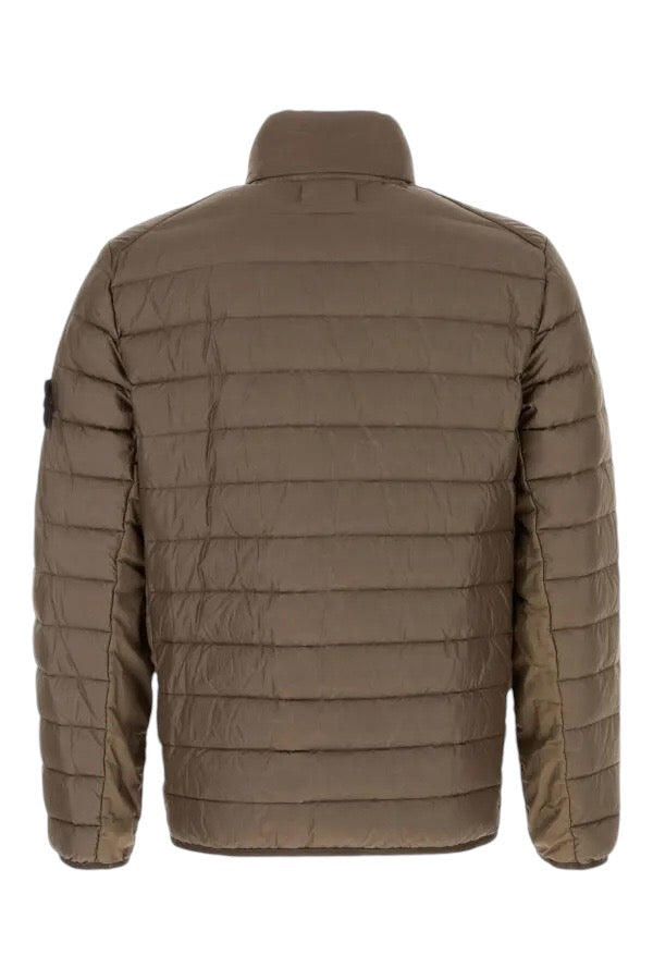 Recycled nylon Stone Island jacket with anti-drop finish, ideal for eco-conscious cold weather wear.