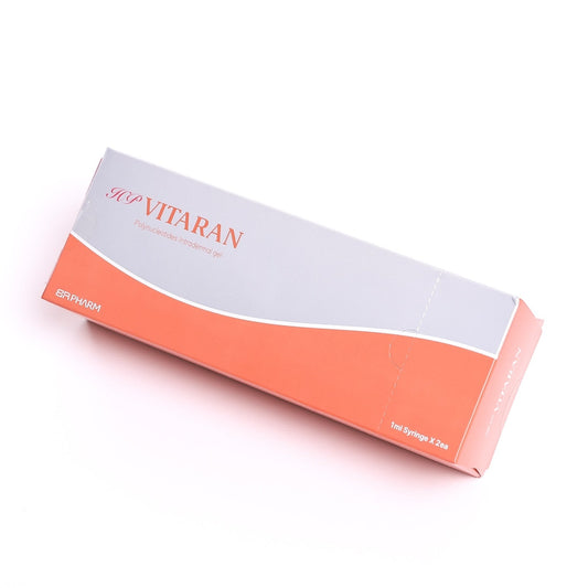 box of vitaran polyneotide skin boosters, intradermal gel, 1ml syringe x2ea