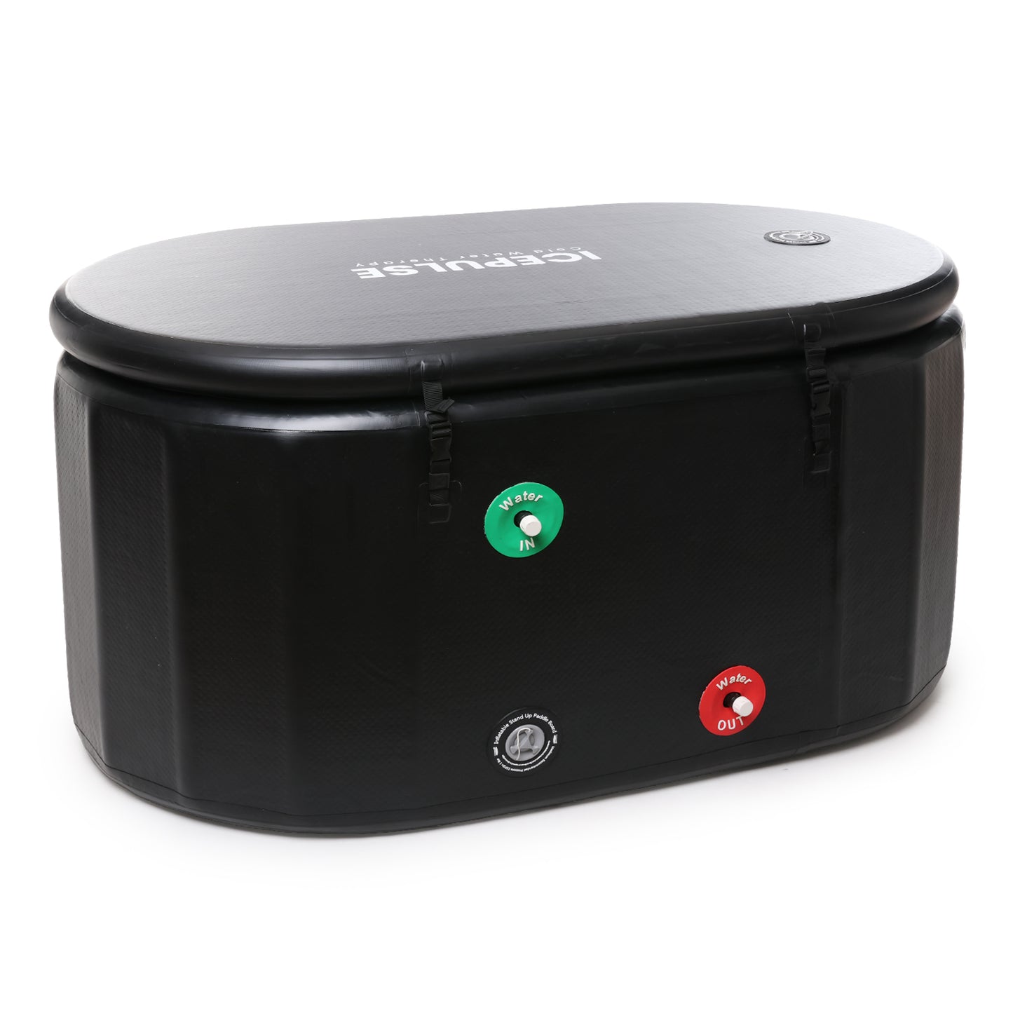 Black ice bath on a white background